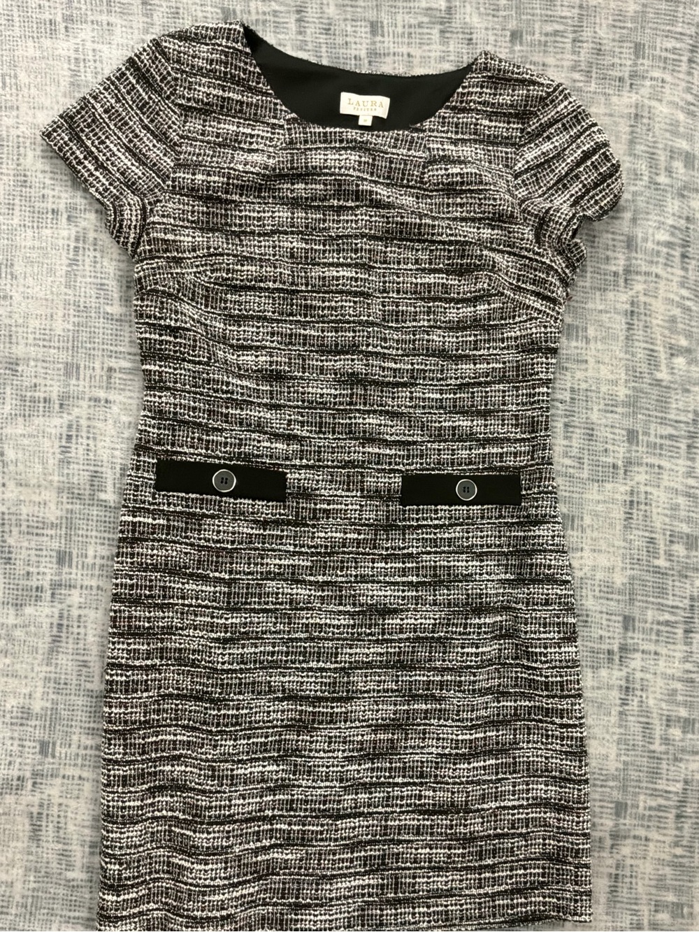 Laura Scott Black and White Tweed Mini Dress